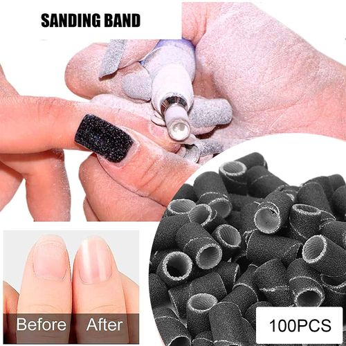 Nail Art Sanding Bands, Nail Drill Bits Reliable Manicure Sanding Bands Sanding Bands for Nail Salon(HQ-14 black 240#)