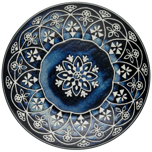 Sugar Land MK20458 Moroccan Plate (L) Diameter 9.4 x 1.6 inches (24 x 4 cm), Navy