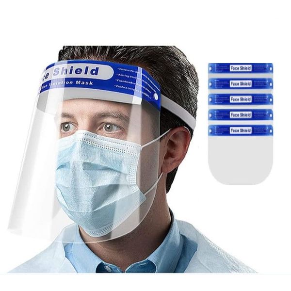 TSUNEO Face Guard, Disaster Prevention Surface, Splash Shield, Face Protection, Anti-Fog, Transparent, Eye Protection, Lightweight, Breathable, Safe, For Work, Easy Installation, Splash Prevention, Pollen Fever Prevention (5 Pieces)