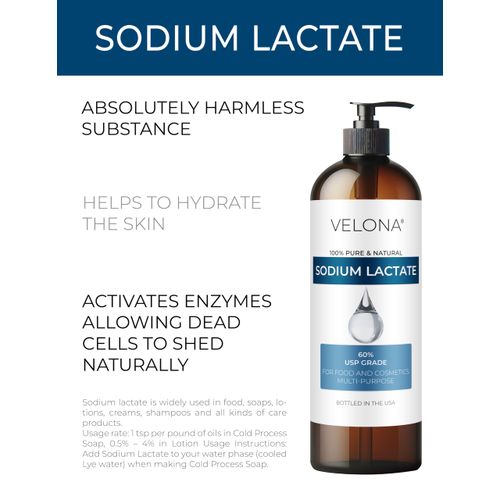 velona Sodium Lactate 60% - 16 oz | USP Grade Natural Preservative | for Soap Making & Lotions | Harder Bar of Soap, pH Regulator, Glycerin Substitute, Provides and Keep Moisture