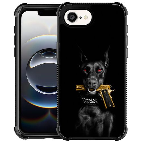 TnXee Compatible with iPhone 16e Case,Dog Gun Phone Cover for Men/Women,Soft TPU Anti-Skid Thread and Four Corner Anti-Collision Protection Case Compatible with iPhone 16e 6.1inch