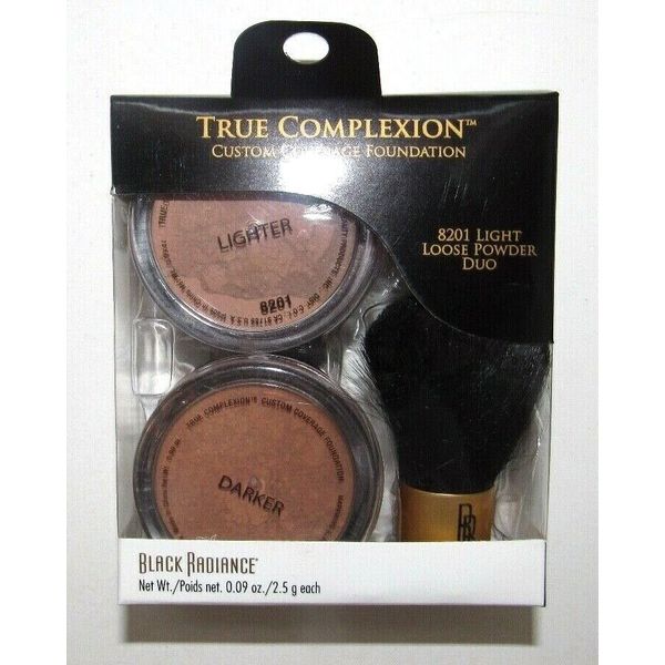 Black Radiance True Complexion Loose Powder Duo  8201 Light  2 Powders & Brush