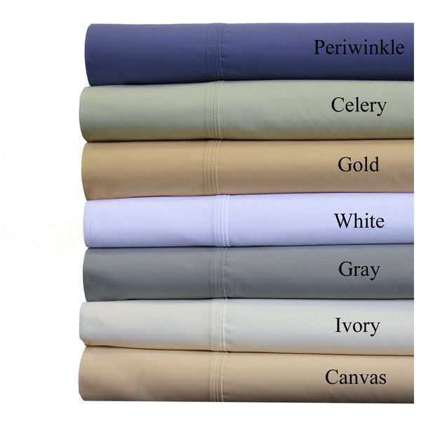 Royal Hotel Bedding Abripedic Crispy Percale Pillowcases, 300-Thread-Count, 2PC Solid Pillow Cases Set, 100% Cotton, King, Sea
