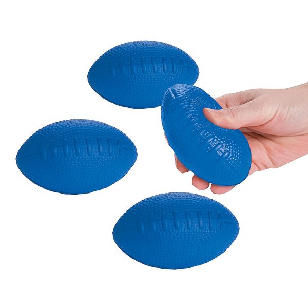 Fun Express - Blue School Spirit Foam Football - Toys - Balls - Kick Balls - 12 Pieces