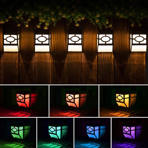 Solpex Solar Deck Lights,Solar Fence Lights, 2 Modes Christmas Decoration Lights,Unique Pattern, Waterproof Automatic Outside, Deck, Patio, Stairs, Yard, Steps, Path & Driveway (RGB & Black 8-Pack)