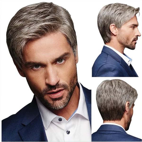 NAJZBH Men&#39;s Wig, Men&#39;s Wig, Full Wig, Short, Wig, Wig, Business, Natural, Breathable, Heat Resistant