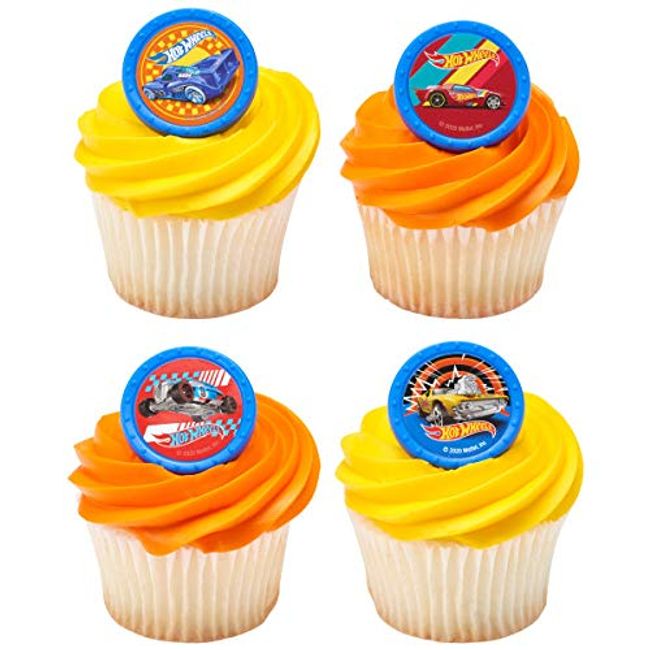 24 Hot Wheels Challenge Accepted Cars Cupcake Rings Toppers