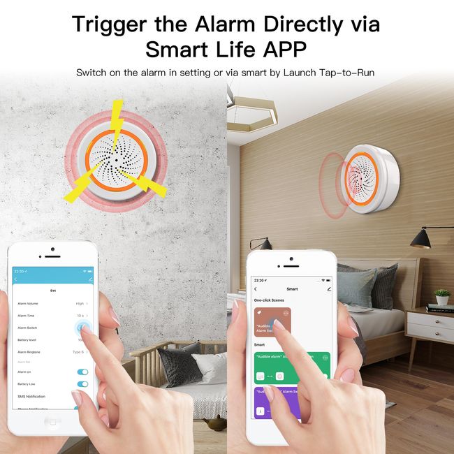 Tuya Siren Smart Zigbee 2 in 1: Sound and Light Security Alarm