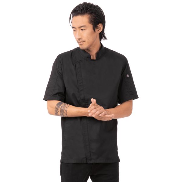 Chef Works Men's Springfield Chef Coat, Black, Medium