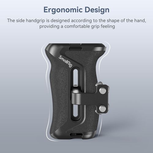 SmallRig Aluminum Side Handle for Camera Cages, Universal Ergonomic Side Handgrip with Bulit-in 1/4"-20 Locating Hole, Strap Hole, Cold Shoe, 36mm Up/Down Adjustable