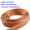 Flat Copper Braid Cable,16mm Flat Copper Braided Ground Strap Wire, Flexible Shielding Wire Mesh（16.4ft）