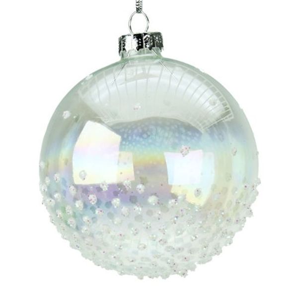 Glass Christmas Tree Bauble with Iridescent Snow (8cm)