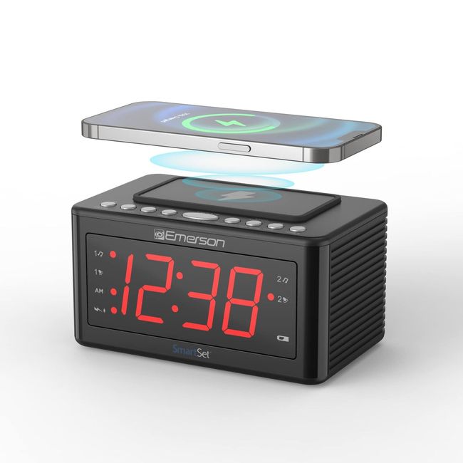 NEW Emerson SmartSet Alarm Clock with AM/FM Radio Dimmer Sleep Timer LED Display