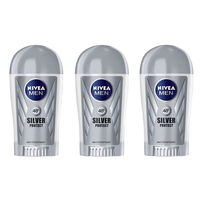 (Pack of 3) Nivea Silver Protect Anti-perspirant Deodorant Solid Stick for Men 3x40ml - (3 Pack) Nivea Silver Protective Antiperspirant Deodorant Stick for Men 3x40ml