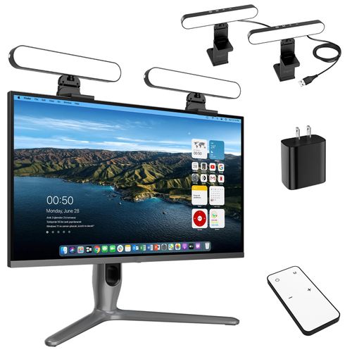 Dual-Lamp Video Conference Lighting Kit, Webcam Monitor Light with Remote and Touch Control, Zoom Lighting for Computer, Light for Laptop/Podcast/Streaming/Video Calls/Zoom Meetings