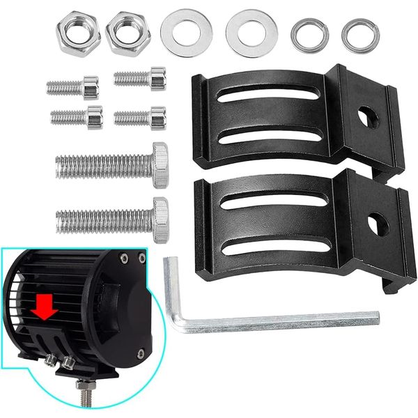 WOWLED Mounting Brackets for LED Work Light Bars, 2 Pack Universal Adjustable Mount Bracket Slidable for Most Work Lights Bar Pod Lights, Offroad Driving Work Lamp Light Bracket Mount 4x4