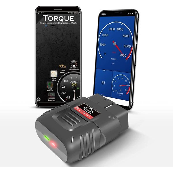 Wireless OBD2 Diagnostic Device Bluetooth, iOS & Android & Windows - 3000 Code Database - Suitable for Car, OOBD2 Adapter Fault Code Reader Scan with OBDII/EOBD Protocol