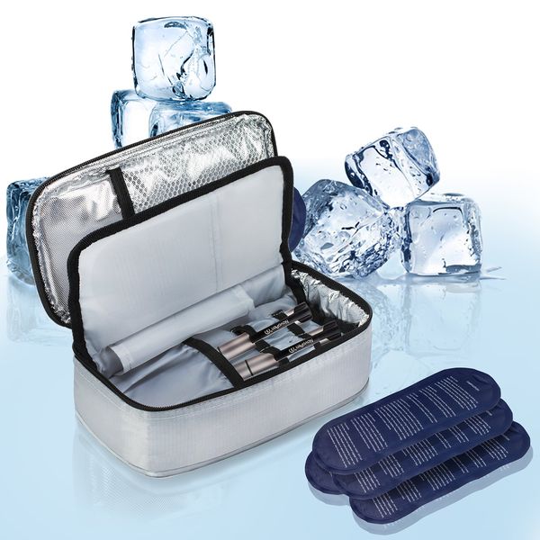 ALLCAMP Diabetikertasche Kühltasche Insulin Tasche für Diabetes Spritzen,Insulininjektion und Medikamente + 4 Kühlakkus