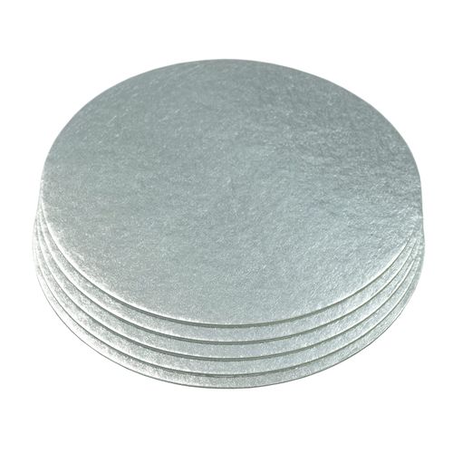Culpitt Cut Edge Round Card, 6" Round Cake Cards, Silver Cake Boards, 1.8mm Thick, 5 Pack - 6 Inch (152mm) CSR6AMZ5