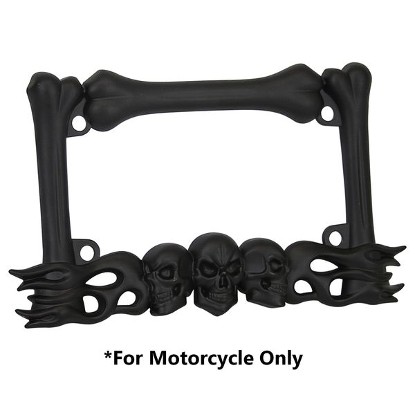 3D SKULL FLAMES BONES BLACK MOTORCYCLE LICENSE PLATE FRAME FOR DUCATI