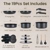 Ceramic Nonstick Cookware Set 19 Piece with Detachable Handle, Induction Dishwas