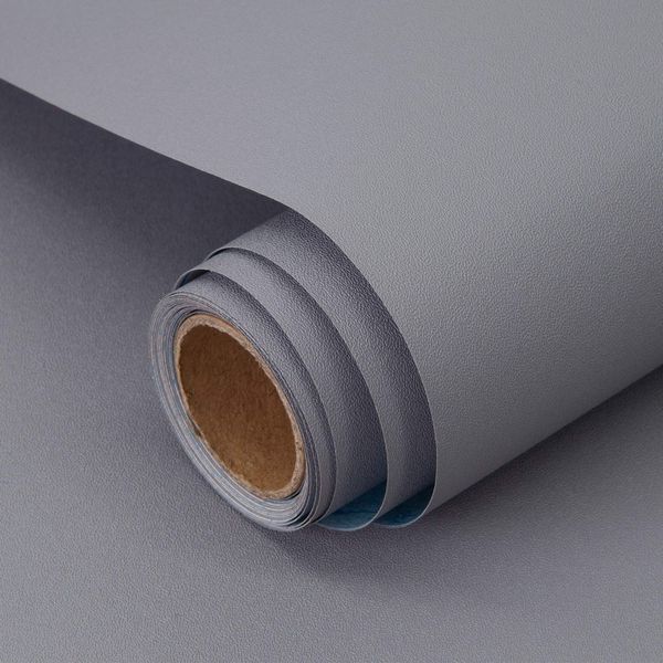 Decoroom Sticky Back Plastic Self Adhesive Paper Light Grey 30X300cm Peel and Stick Wallpaper Vinyl Wrap Roll Covering Cupboard Bedroom Living Room Removable DIY Refurbished Furniture Stickers