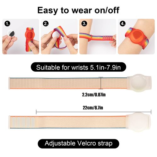 Kids Wristband Compatible with Apple AirTag, Protective Case for Air Tag GPS Tracker Holder with Nylon Bracelet, Adjustable Anti Lost Watch Band for Toddler Child Elder(Mlik White)