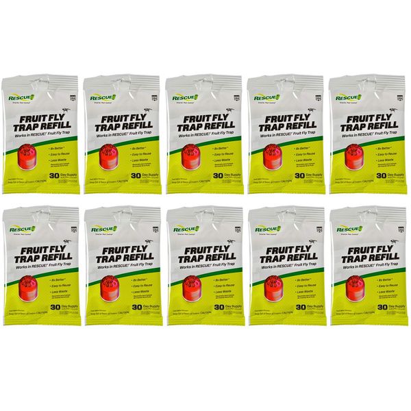 RESCUE! Fruit Fly Trap Bait Refill – 30 Day Supply – 10 Pack