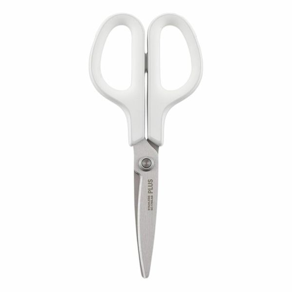 Plus Scissors SC-175S-AB Standard Bernoulli Curve Blade, Antibacterial Grip, White