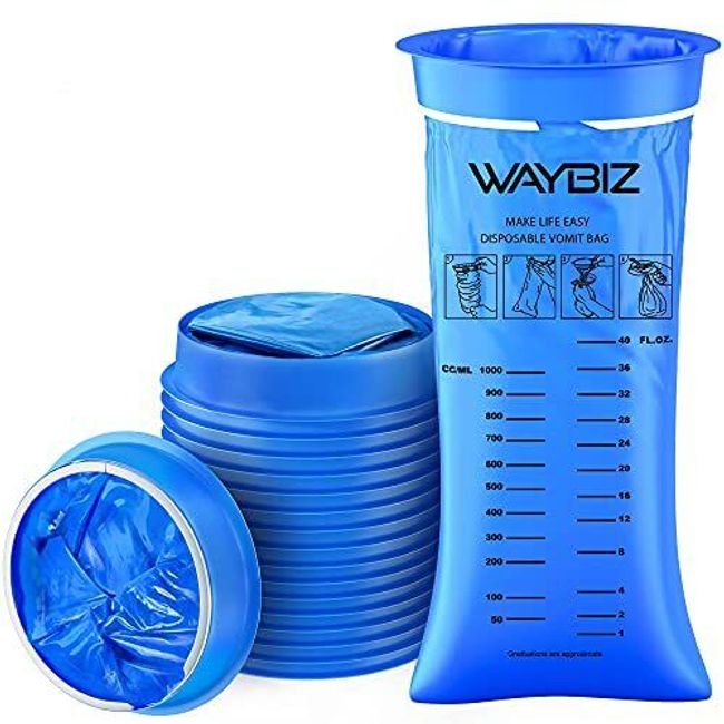 WAYBIZ Vomit Bags 16 Pack 1000 ml, Non-Transparent 16 Count (Pack of 1)