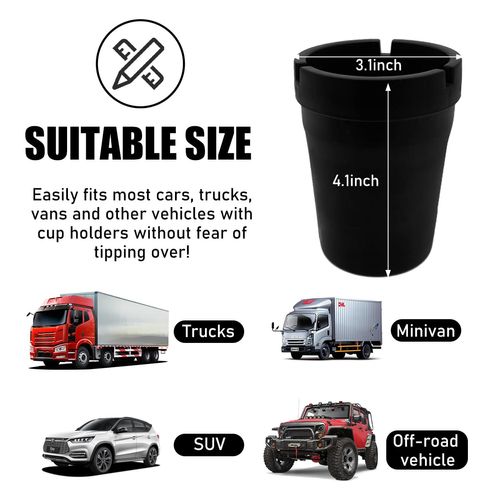 Yourkar Car Ashtray, Smokeless Smellproof Self-Extinguishing Auto Ashtray, Portable Mini Vehicle Cigarette Trash Can for Home Office, Universal Car Ashtray Fits Most Cup Holder (Black)