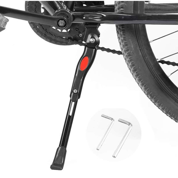 Bicycle Side Stand, Adjustable Length, Fits 22" - 27", Center Stand, Bicycle Kickstand One Foot Stand, Universal Use, Screws and Wrench Included