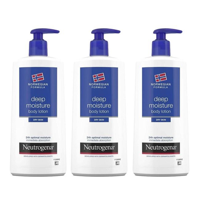 Neutrogena Deep Moisture Body Lotion for Dry Skin, Norwegian Formula, 24 Hour Moisture, 13.5 Ounce (Pack of 3)