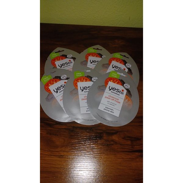 YesTo tomatoes Detoxifying Charcoal Peel-Off Mask Single Use NEW Lot of 6
