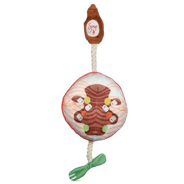 Elf for Pets Maple Syrup & Spaghetti Dog Plush and Rope Activity Toy | Squeaky Plush Toys for Dogs, Rope Tug Toys for Dogs | Officially Licensed Pet Product for Dogs, 6 Inch (FF23460)