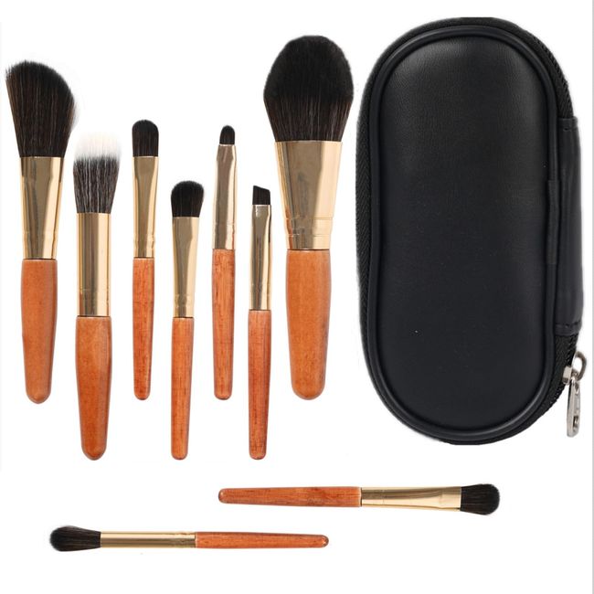 ZHIYE 9PCS Travel Makeup Brushes Set, Mini Make Up Brushes with Bag Portable Synthetic Brushes for Foundation Brush Blush Powder Eye Shadow Cosmetics