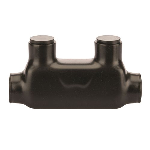 NSI Industries Polaris Black ISR-250 Insulated In-Line Splice Connector - 2 Ports for 250 MCM-6 AWG Wire Range - Dry Locations - Dual-rated for cooper and/or aluminum - 1.19-inch width, 1.90-inch height, 4-inch length - Hex size 5/16-inch