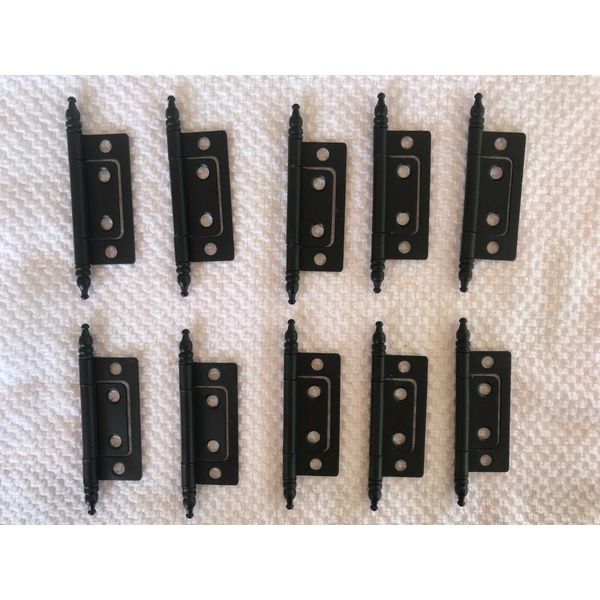 ~Flat Black~🚪Non-mortise Hinges, Finial Tips - (10 Hinge Lot)  2" W/ screws💥