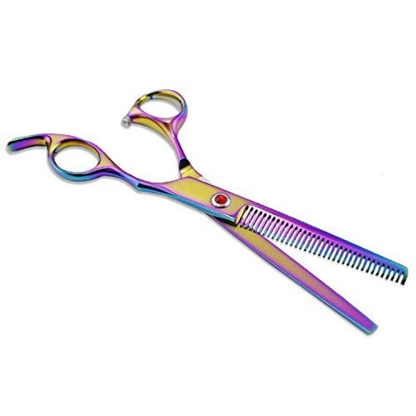 Aussel 7 Inch Professional Pet Dog Grooming Scissors Comb (5 Colorful Thinning Scissor)