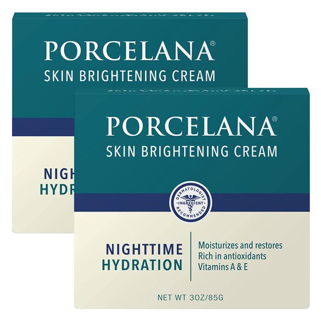 Porcelana Nighttime Hydration Cream Updated Formula - Fades Dark Spots & Evens Skin Tone - For Sun or Age Spots, Acne Scarring, Melasma & Other Discoloration - Moisturizer w/Vitamins & Antioxidants