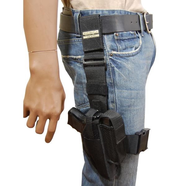 Barsony Tactical Leg Holster w/Single Mag Pouch for HK P30; P2000 Left