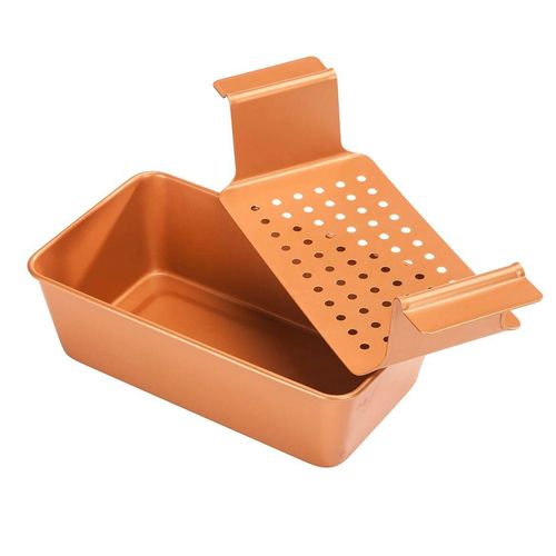 Ihanini Non-Stick Meatloaf Pan 2-Piece Healthy Meatloaf Pan Set Copper Coating With Removable Tray Drains Oven and Dishwasher Safe