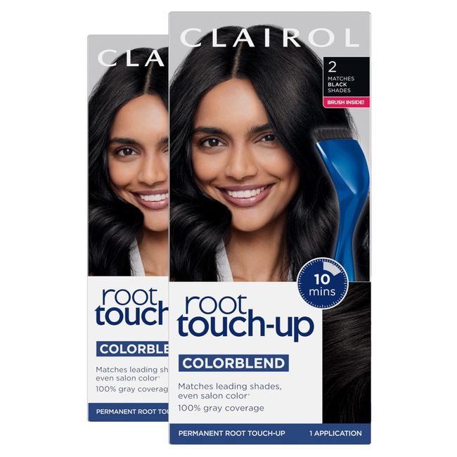 Clairol Root Touch-Up by Nice'n Easy Permanent Hair Dye, 2 Black Hair Color, Pack of 2