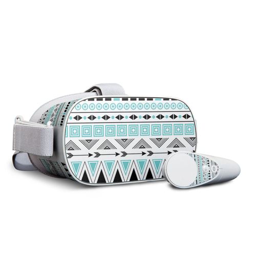 MightySkins Skin Compatible with Oculus Go Mobile VR - Turquoise Tribal | Protective, Durable, and Unique Vinyl Decal wrap Cover | Easy to Apply, Remove, and Change Styles | Made in The USA
