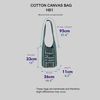 TPFBazaar Diamond Pattern Cotton Canvas Hippie Shoulder Bag - Black White