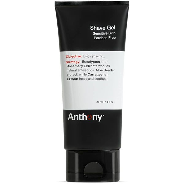 Anthony Shave Gel for Men with Sensitive Skin – Non-Foaming, Soothing Shaving Cream – Aloe Vera Beads Hydrate for Soft Face – 6 Fl Oz
