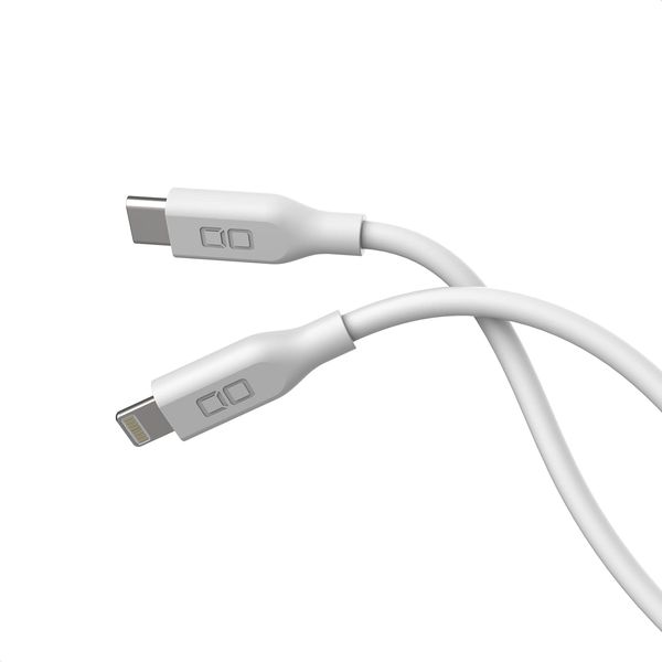 CIO Soft Silicone Cable, CIO-SL30000-CL USB-C & Lightning Charging Cable Type C (Type-C) PD Rapid Tangle-Free 30000 Bends (1m, White)