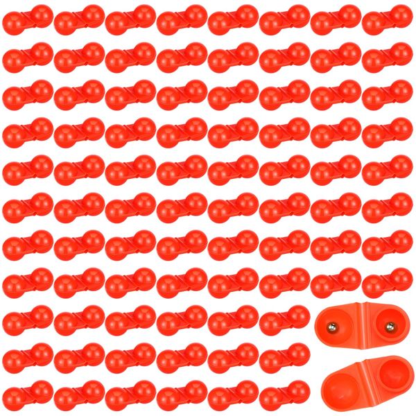 WinnerWhy 90 Pcs Catfish Rattle Bells, Fishing Double Rattle Beads Attractor Portable Plastic Fishing Beads Bells Tackle Accessories for Catfish Bass Pompano(Orange)