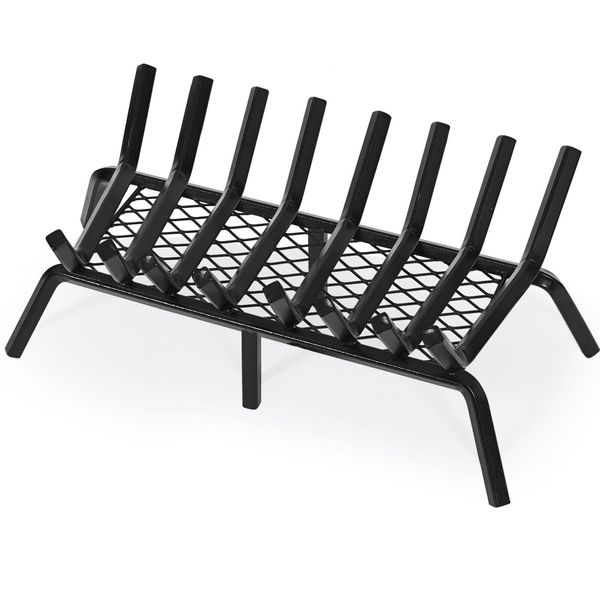 G GOOD GAIN Fireplace Grate with Ember Retainer, 28" Heavy Duty Steel Indoor,...