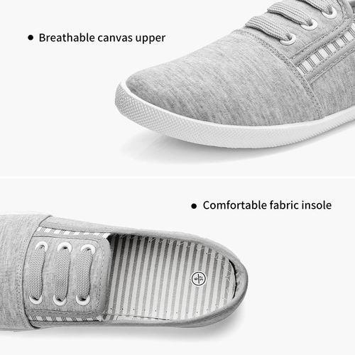 Women's Canvas Slip on Sneakers Casual Slip on Walking Shoes Womens Tennis Shoes Flat Dress Shoes Non Slip Work Shoes(Grey.us8)